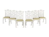 A Set of Six Chinese Chippendale Style Dining Chairs