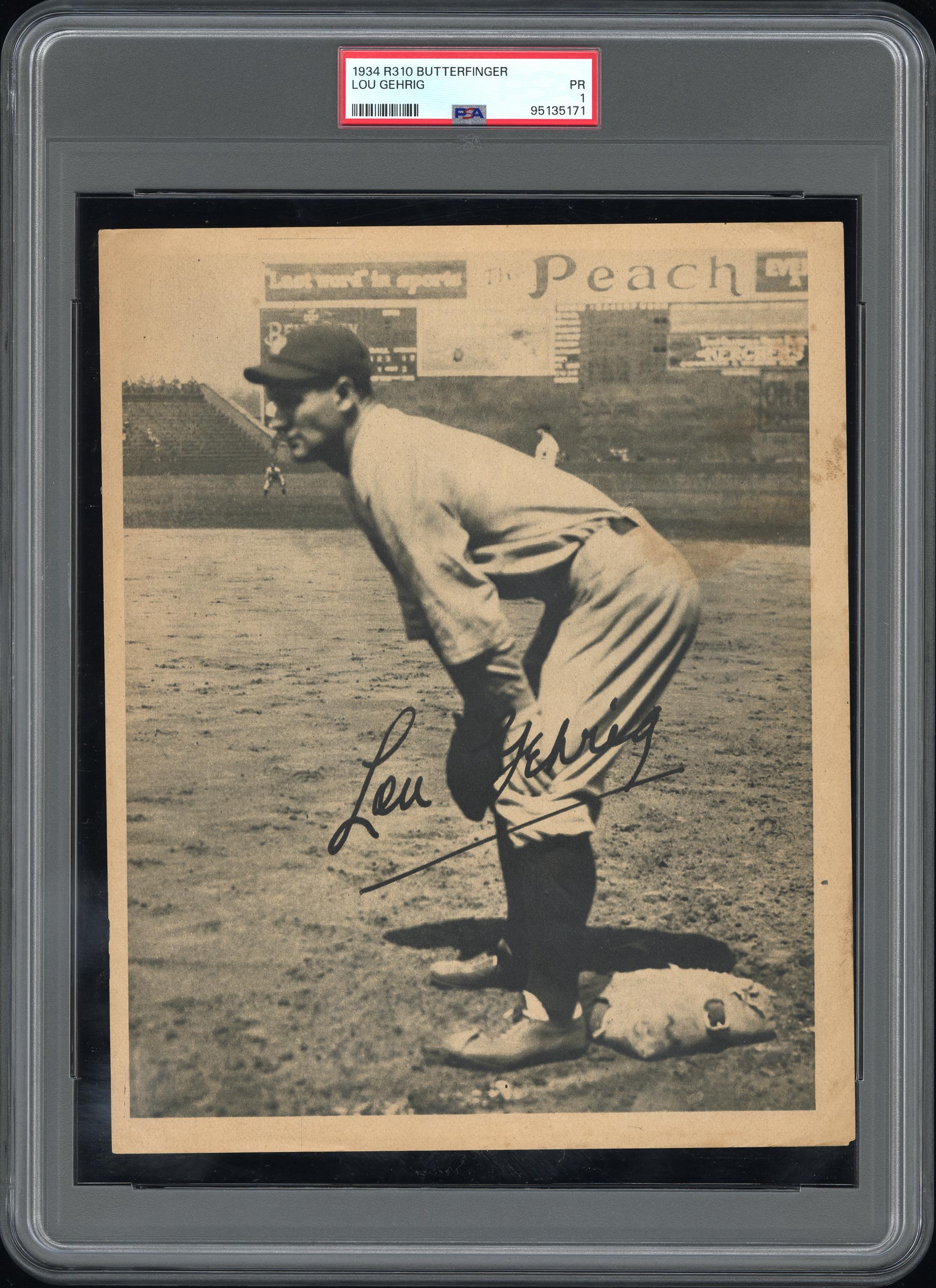 A 1934 R310 Butterfinger Lou Gehrig Baseball Card (PSA 1)