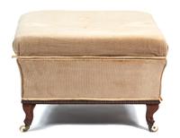 A Victorian Mahogany and Upholstered Ottoman with Lift Top Height 18 x width 25 x depth 25 inches. — 19TH CENTURY