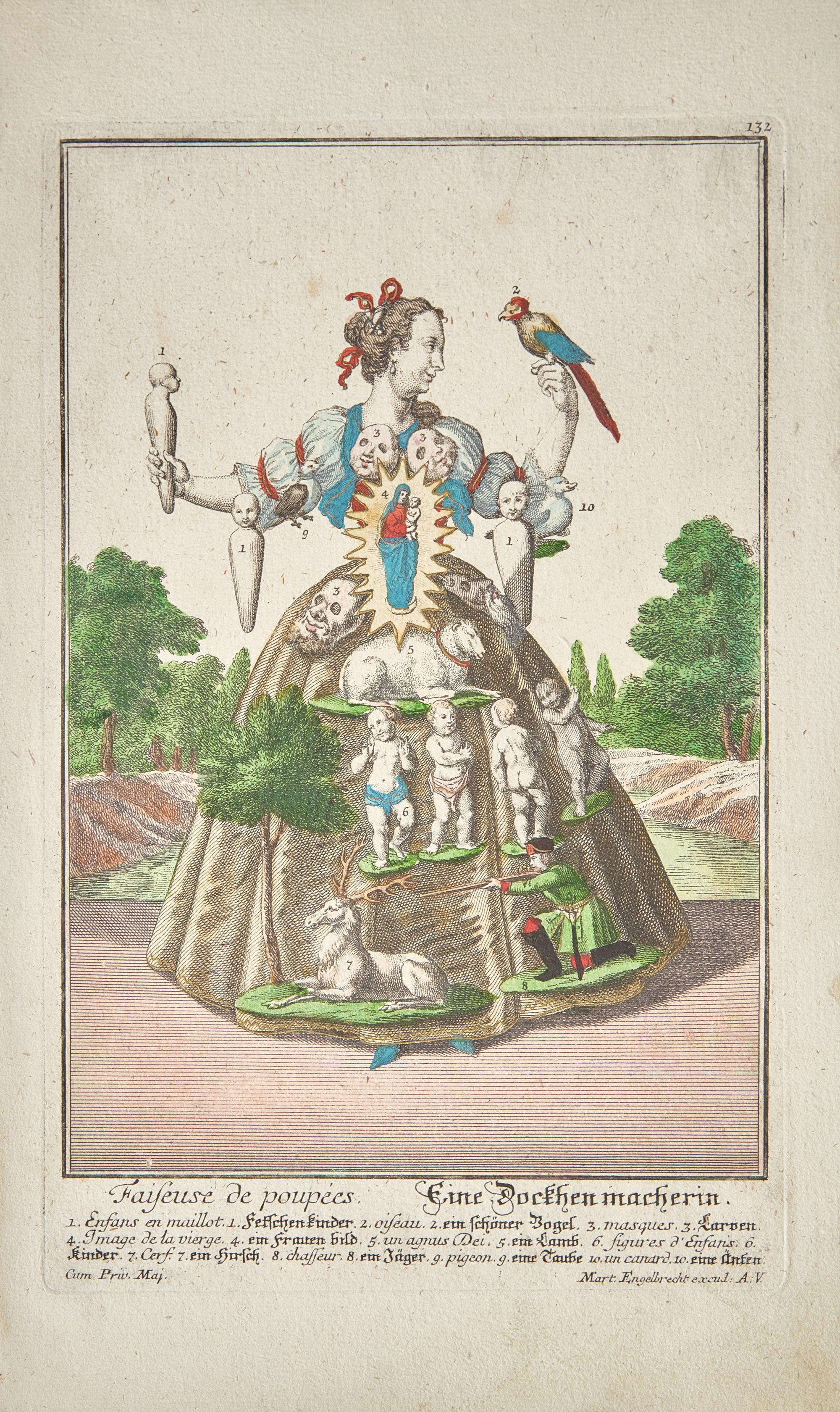 [Plate Books] Engelbrecht, Martin. Group of 12 Engravings from "Assemblage Nouveau des Manouvries Habilles..."