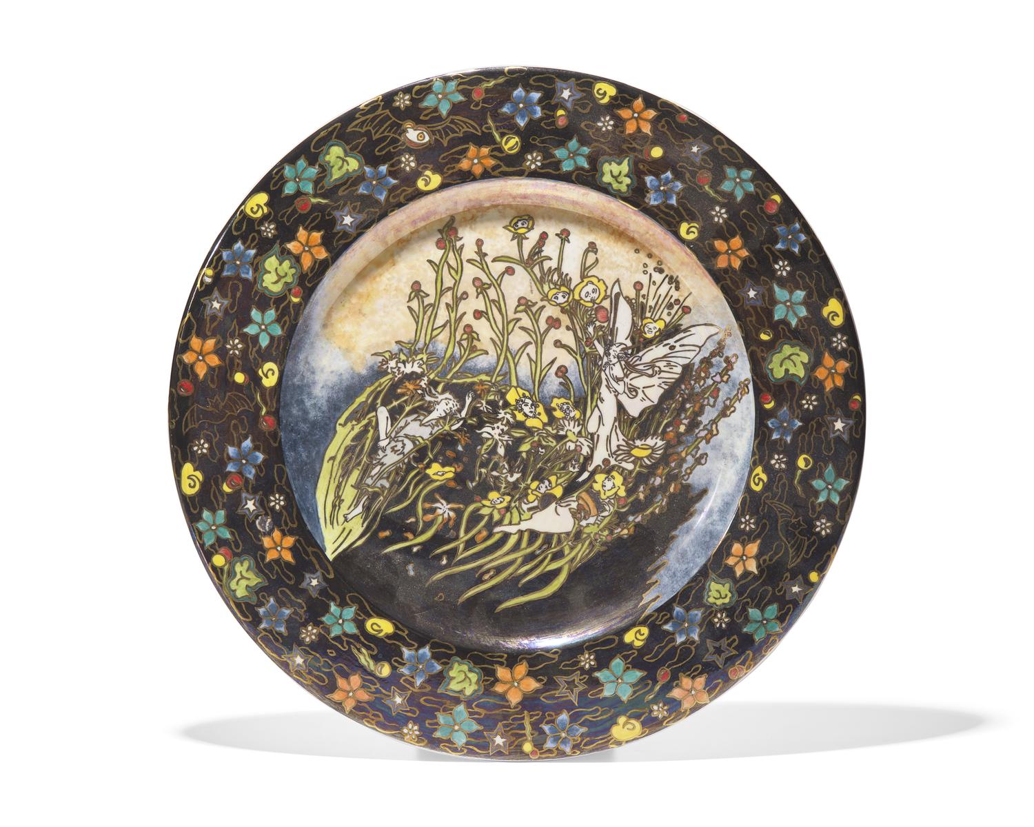 A Wedgwood Fairyland Lustreware 'Butterfly Woman' Charger