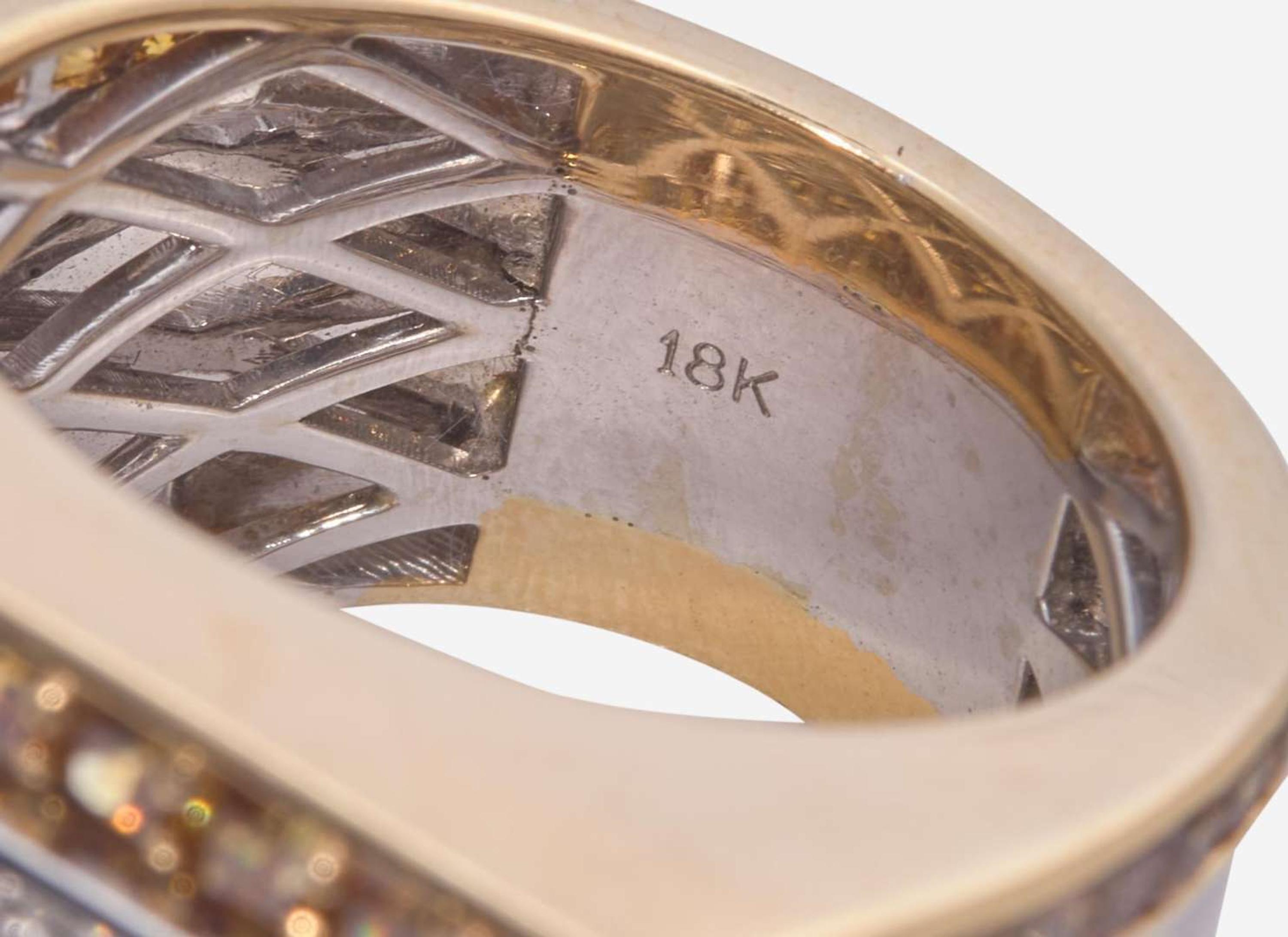 An 18K White and Yellow Gold Ring with Fancy Dark Brown-Purple, Yellow, Brown, and White Diamonds, 1.09 Carat Fancy Dark Brown-Purple Diamond GIA Certified