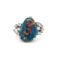 RAYMOND YARD, BLACK OPAL AND DIAMOND RING