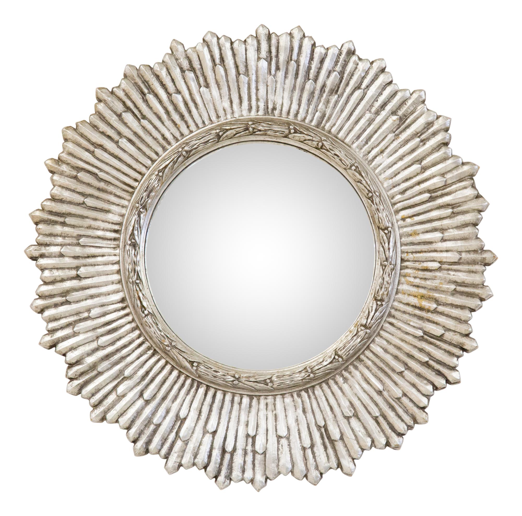 A Silver Gilt Convex Sunburst Mirror