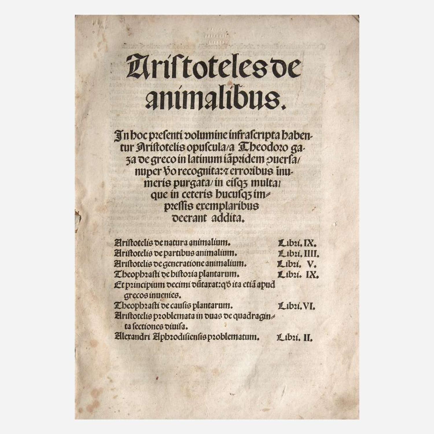 [Early Printing] [Aristotle] Group of 4 Works by Aristotle