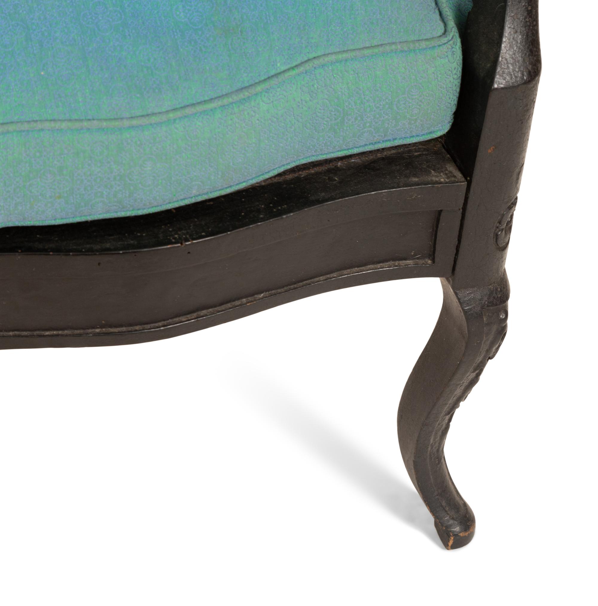 A Pair of Italian Black-Painted and Parcel Gilt Gondola Chairs