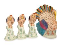 Nine Herend Porcelain Bird Figurines