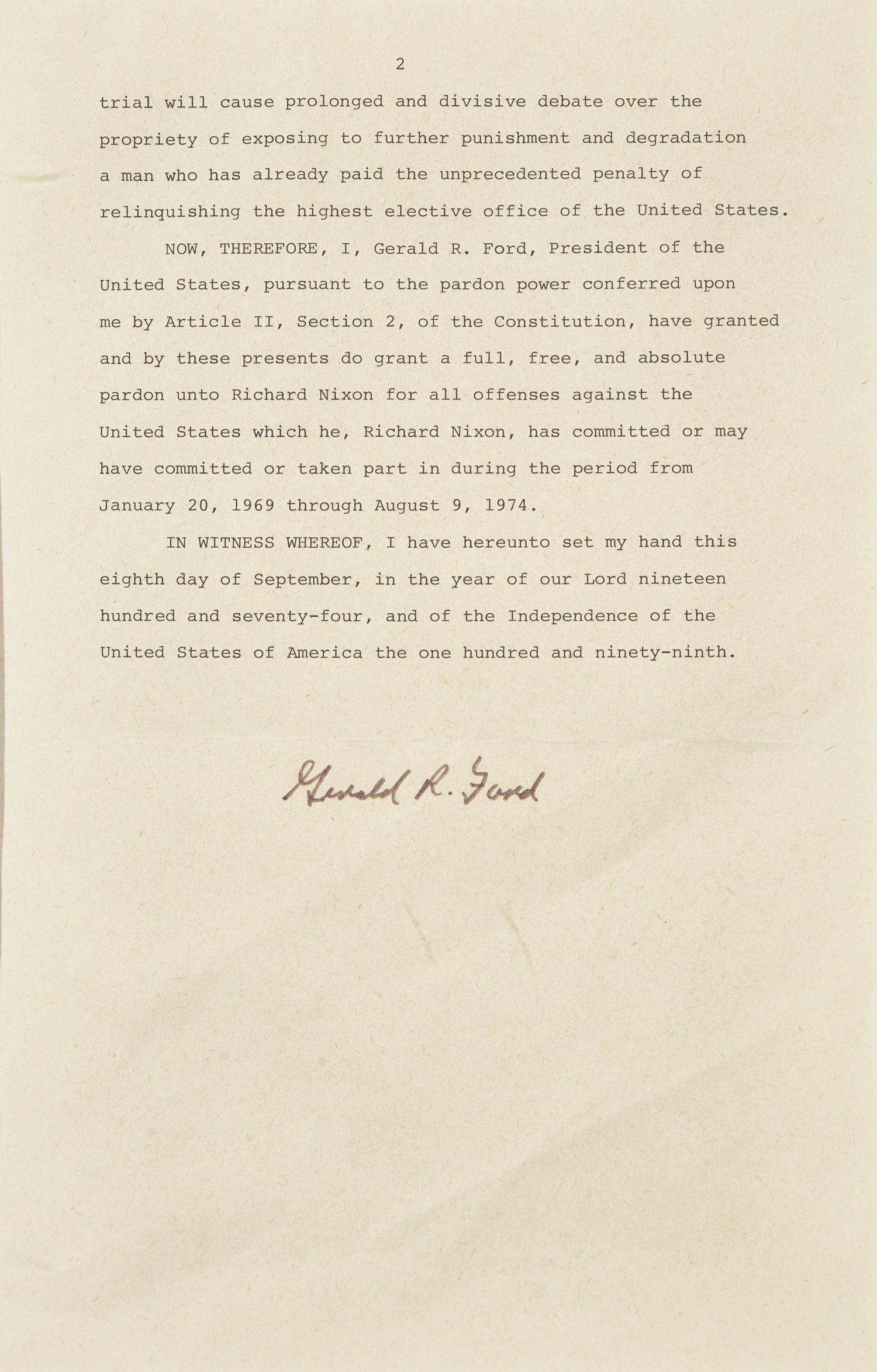 [Presidential] Nixon, Richard, and Gerald Ford. Group of 2 Souvenir Typed Documents, signed