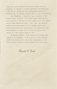 [Presidential] Nixon, Richard, and Gerald Ford. Group of 2 Souvenir Typed Documents, signed