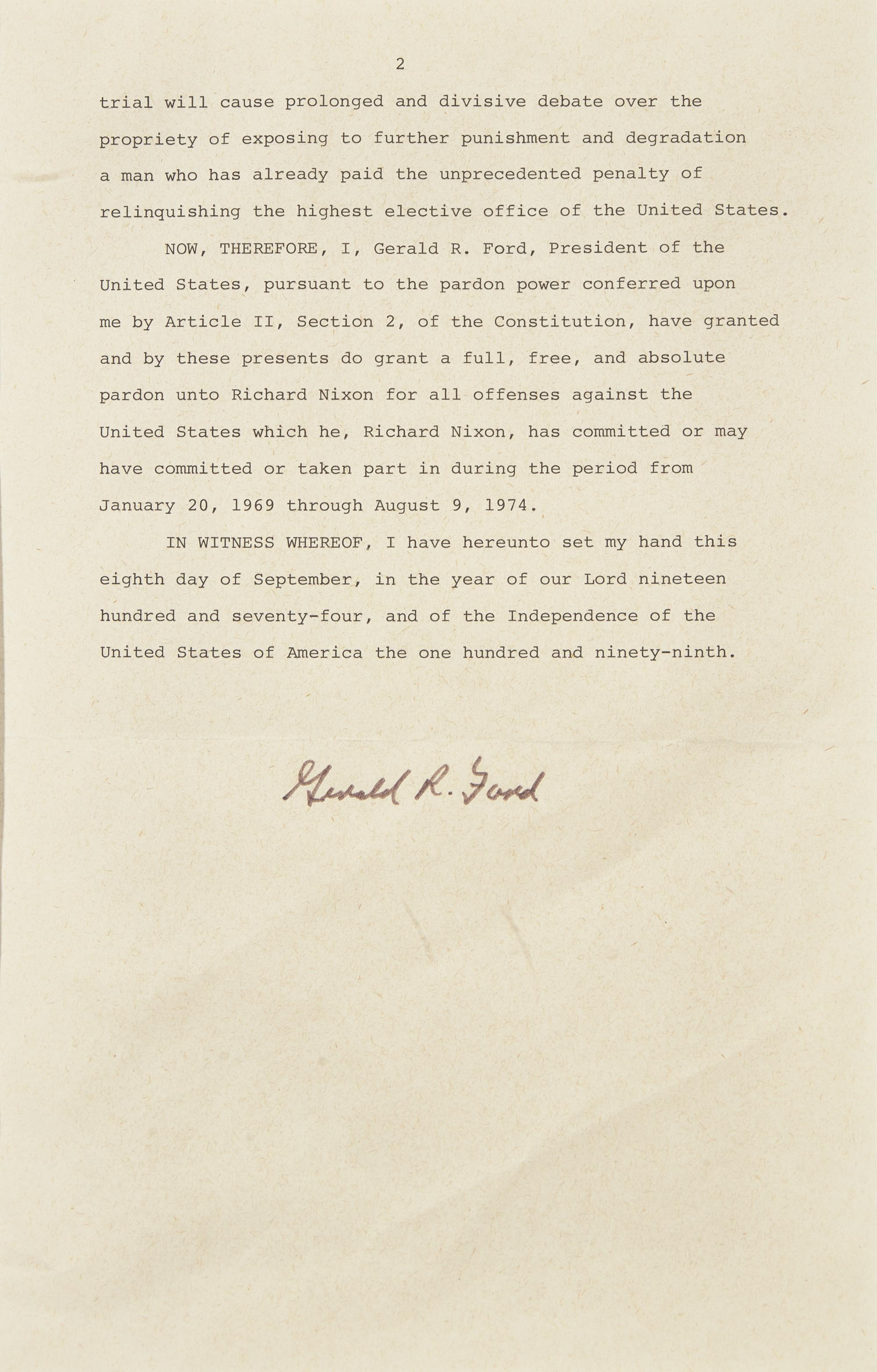[Presidential] Nixon, Richard, and Gerald Ford. Group of 2 Souvenir Typed Documents, signed