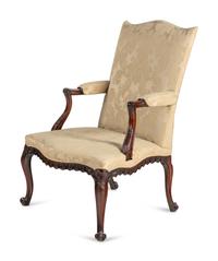 A George III Carved Mahogany Library Chair