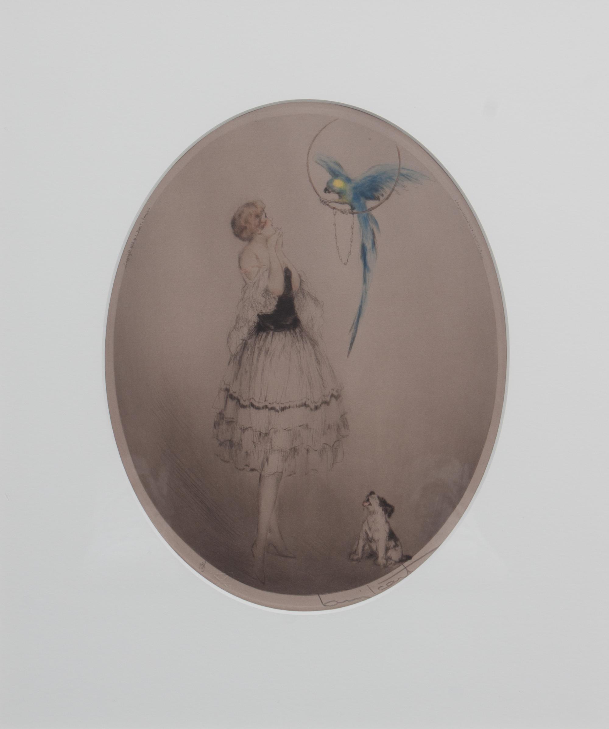 Louis Icart, (French, 1888-1950), Blue Parrot