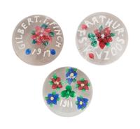 Three Union Glass Co. Commemorative Glass Paperweights
