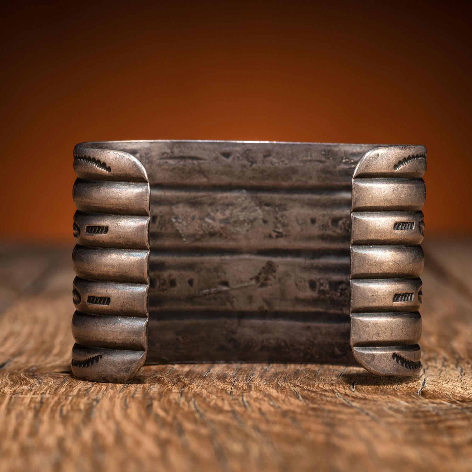 Navajo Stamped Silver Cuff Bracelet
