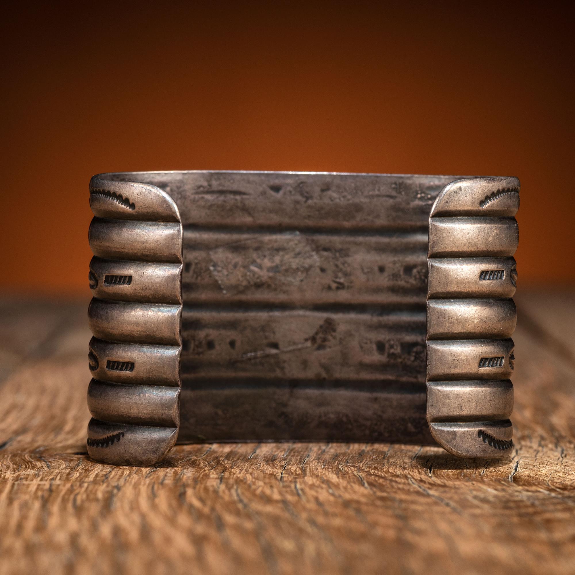 Navajo Stamped Silver Cuff Bracelet