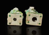 A pair of Chinese famille verte-decorated porcelain Daoist immortals