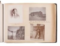 Exceptional album containing photographs of Pine Ridge Reservation and its surroundings, incl. Native American subjects, Indian schools, ceremonies, camp life, and Wounded Knee. Ca late 1890s-early 1900s.