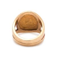 YELLOW GOLD AND PERUVIAN 1/5 LIBRA COIN RING