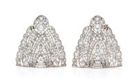 A Pair of Edwardian Platinum and Diamond Dressclips, 13.40 dwts.