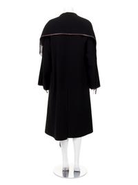 Hermès Cashmere Fringed Coat Trimmed with Leather