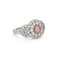 FANCY ORANGY PINK DIAMOND, GRAY DIAMOND, AND DIAMOND RING