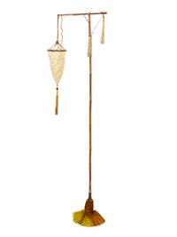A Cesendello Fortuny Silk Floor Lamp with original tassles
