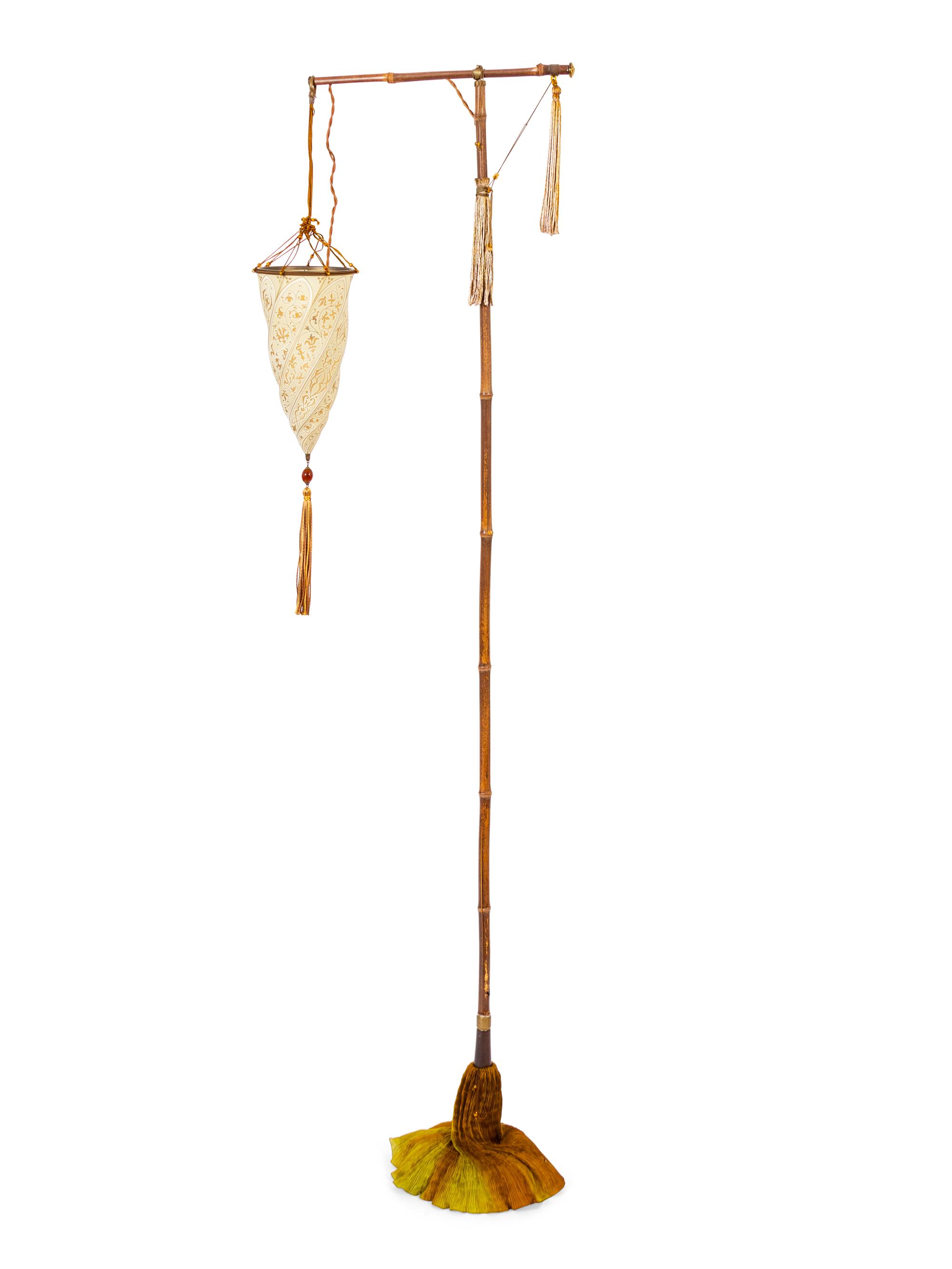A Cesendello Fortuny Silk Floor Lamp with original tassles
