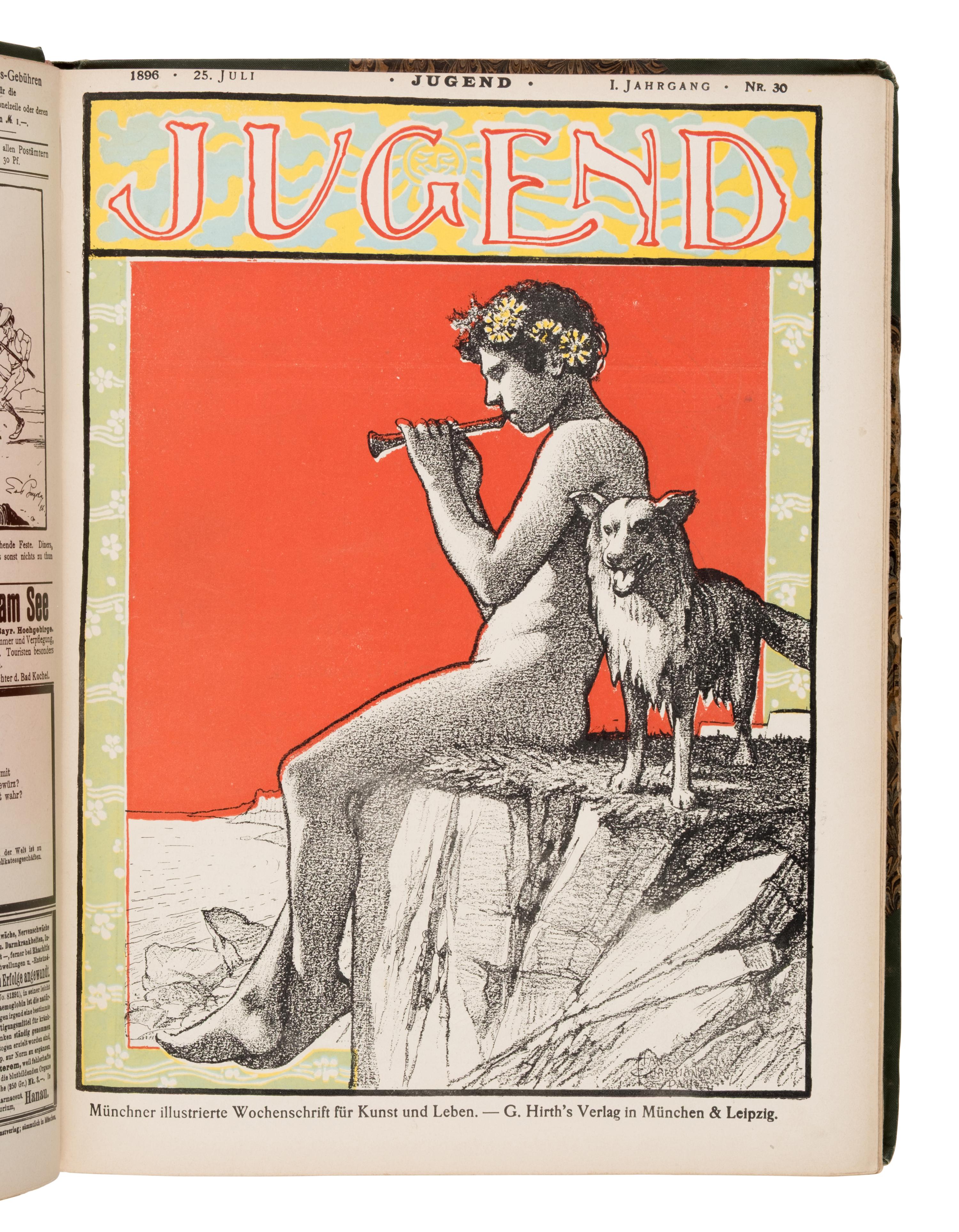 Hirth, Georg (1841-1916), editor. Jugend: Münchner illustrierte Wochenschrift für Kunst und Leben . Munich and Leipzig: G. Hirth's Kunstverlag, 1896-1900.