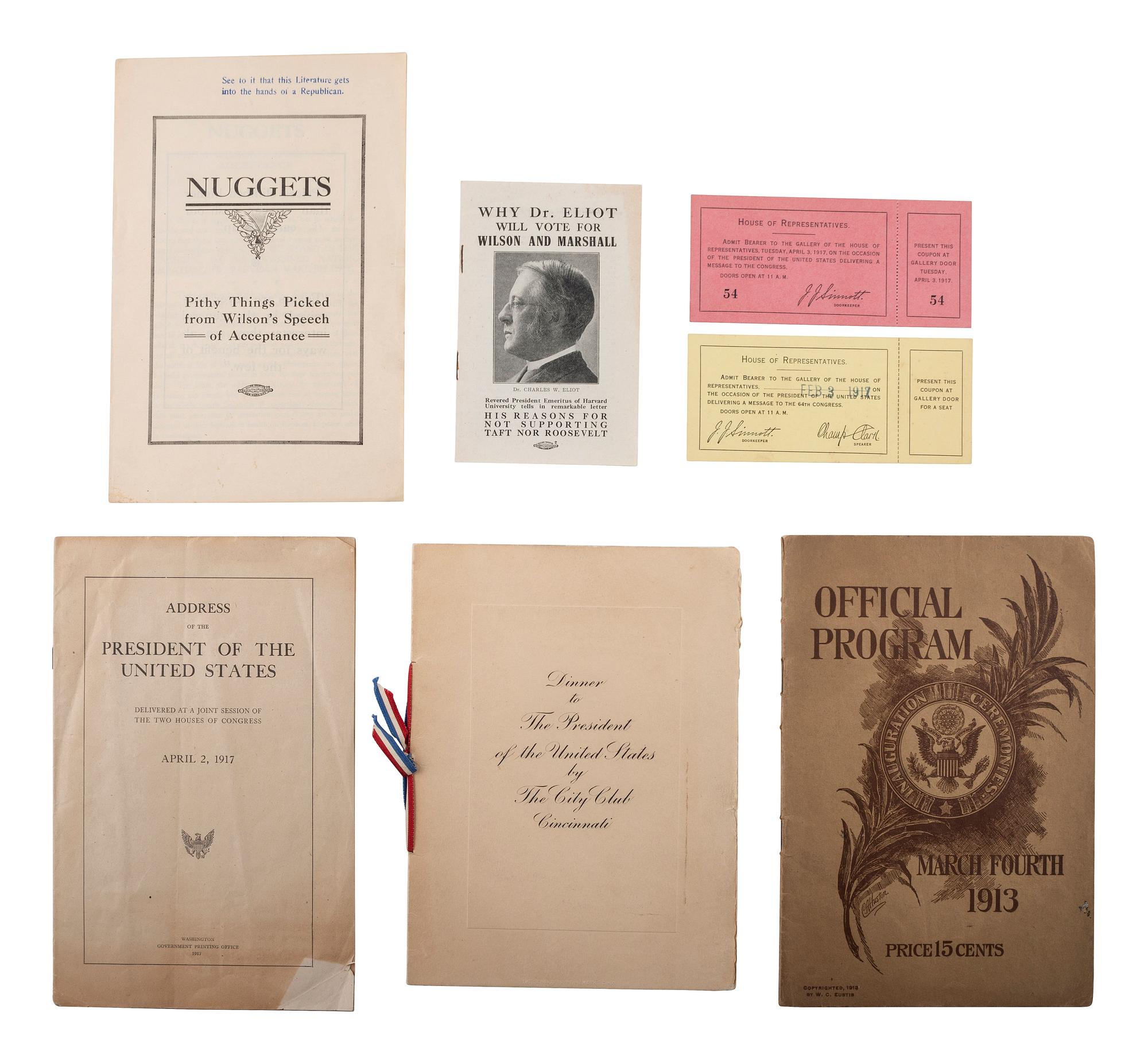 [WOODROW, Wilson (1856-1924)]. Presidential and campaign photographs and ephemera.