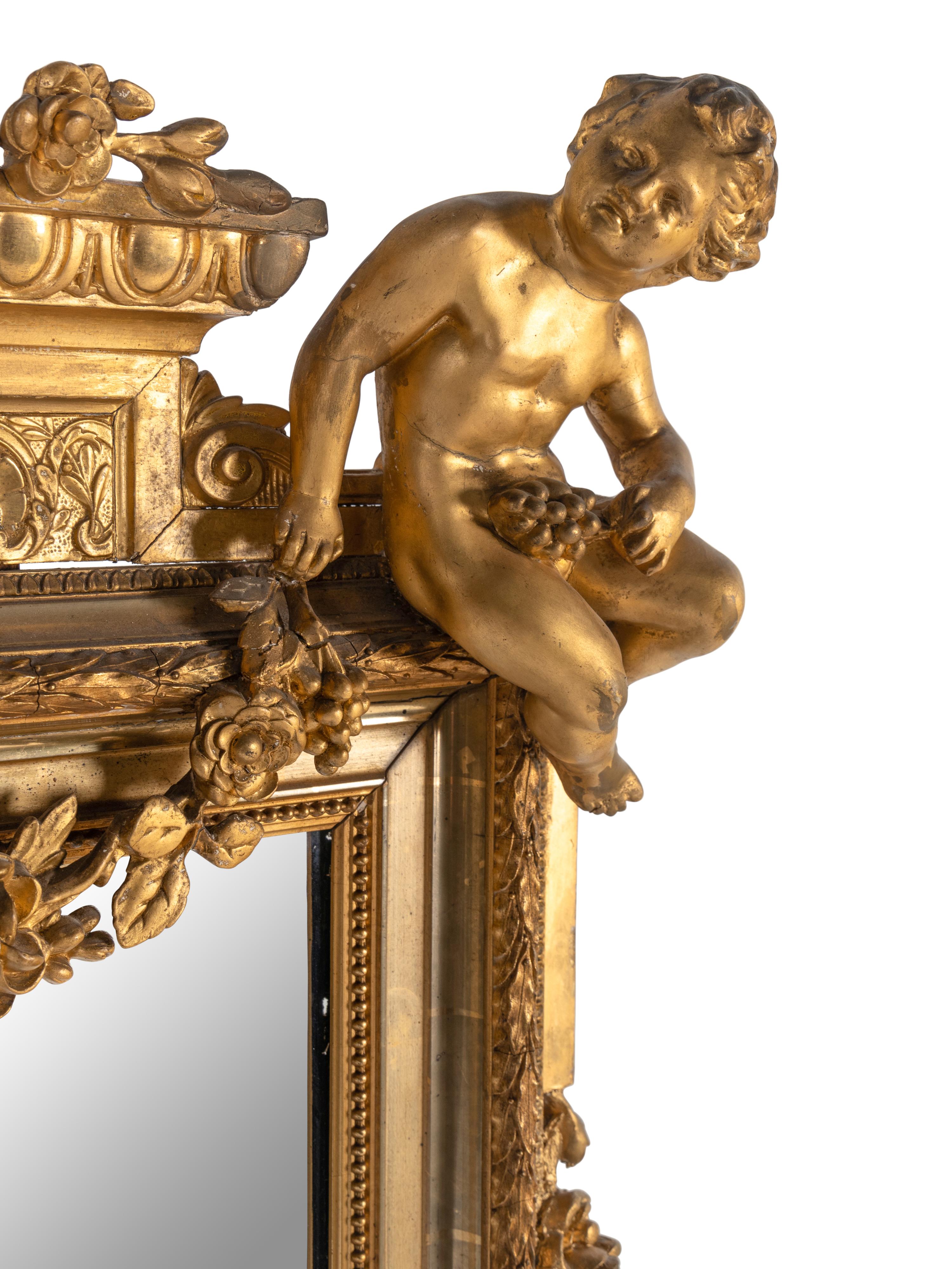 A Continental Giltwood Overmantel Mirror