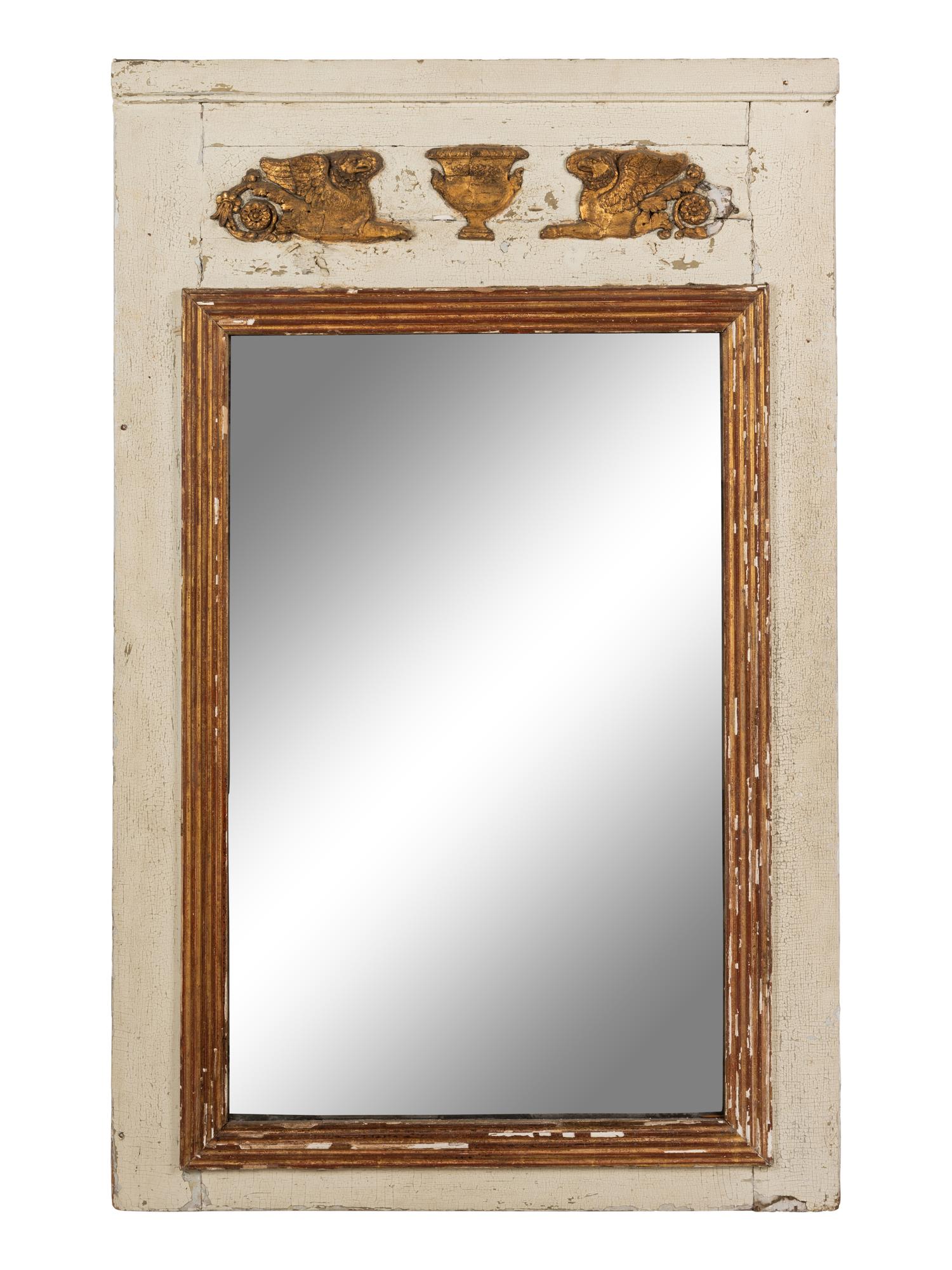 An Empire Style Painted and Parcel Gilt Mirror
