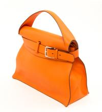 An Hermès Orange Togo Etribelt Handbag, 13.5" x 10.5" x 5"; Handle drop: 3.5".