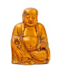 A Chinese Gilt Lacquered Wood Figure of Mile Buddha