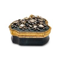 A Diamond, Colored Diamond and Gold Mounted Bloodstone Box