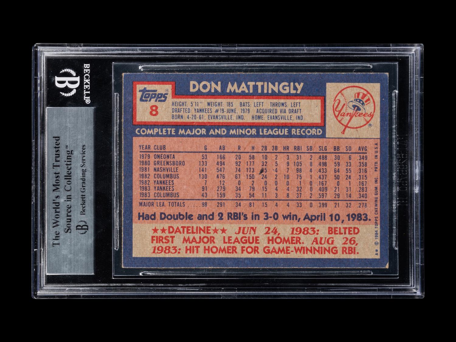A Group of Four Dave Winfield and Don Mattingly Signed Baseball Cards Including Autographed Rookies of Both