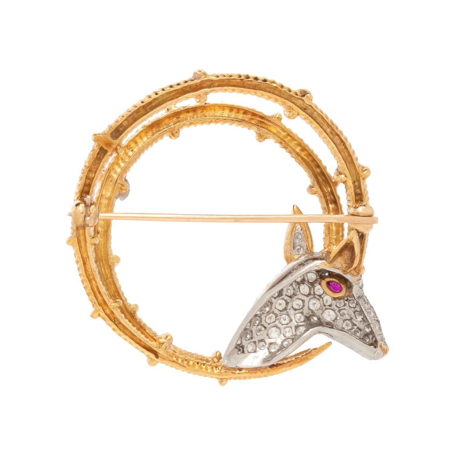 TIFFANY & CO., SCHLUMBERGER, DIAMOND AND RUBY IBEX BROOCH