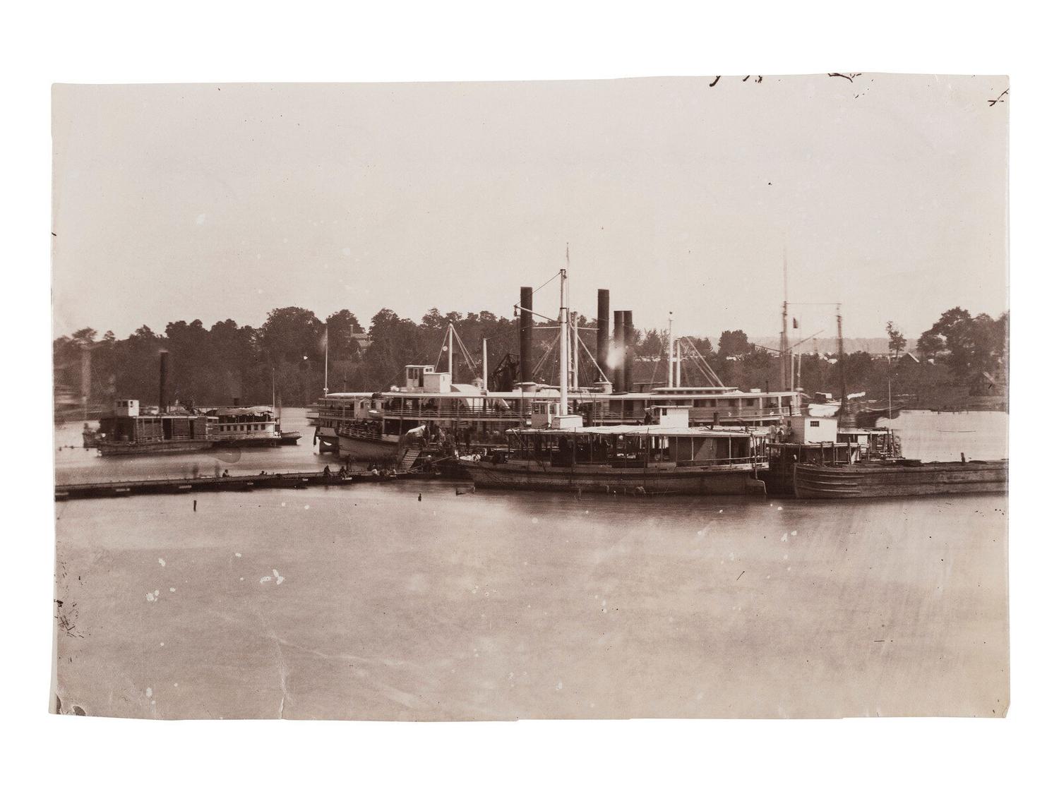 [CIVIL WAR] RUSSELL, A.J. Unloading Supplies at Port Royal , VA. 1861-1865. 2 prints, comprising: