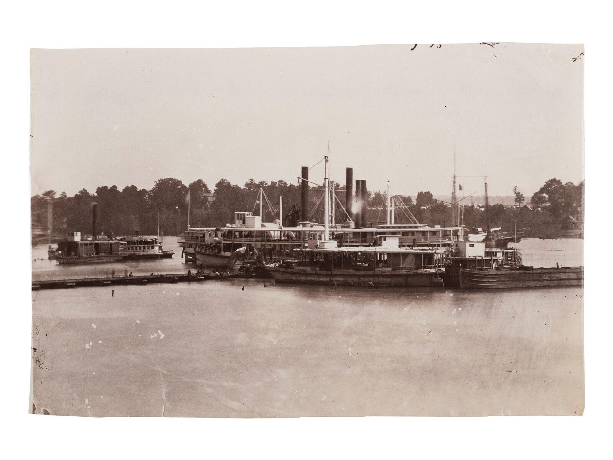 [CIVIL WAR] RUSSELL, A.J. Unloading Supplies at Port Royal , VA. 1861-1865. 2 prints, comprising: