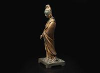 A Chinese gilt-lacquered bronze figure of Guanyin, 17th / 18th century 漆金銅觀音 十七或十八世紀