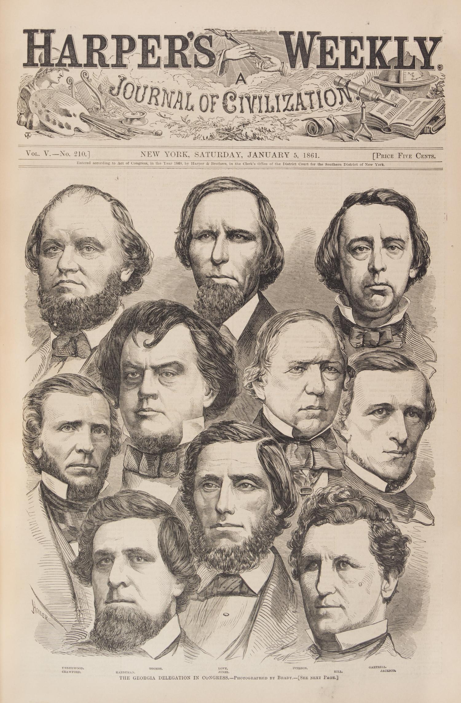 (CIVIL WAR, HARPER'S WEEKLY) NY, 1861-1865. Vols. V-IX. Full Civil War content. Profusely illustrated.