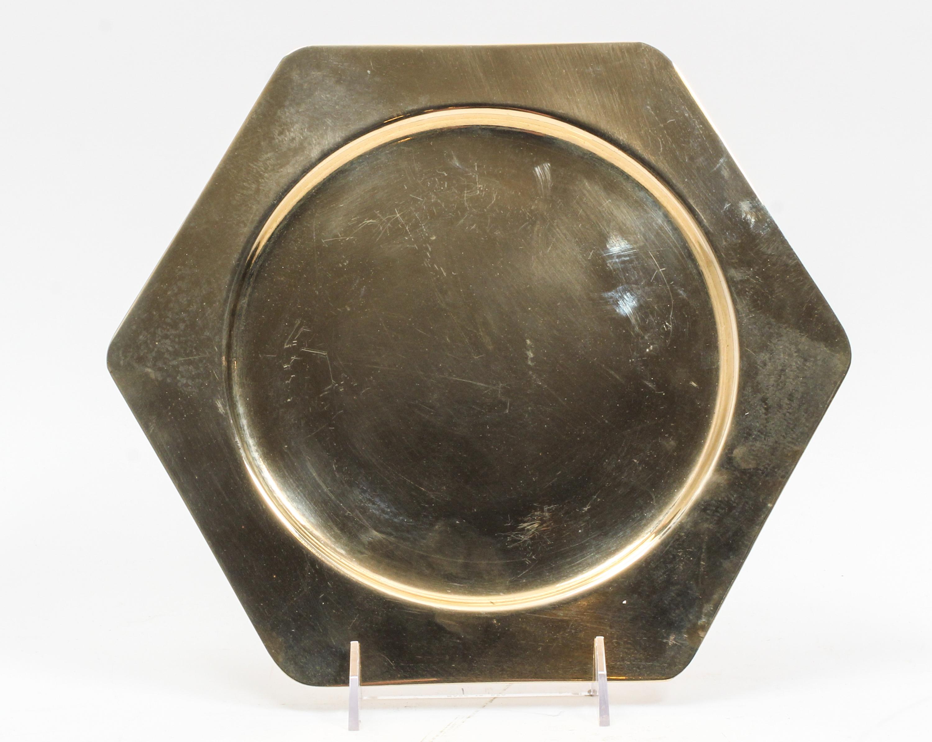 A Set of Six Brass Chargers Width 11 1/2 inches. — RETAILED BY NEIMAN MARCUS