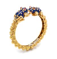An 18 Karat Yellow Gold, Ruby and Enamel Frog Cuff Bracelet, David Webb, 30.45 dwts.