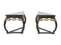 A Pair of Chinese Black and Gilt Lacquer Corner Tables