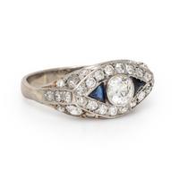 Art Deco, Diamond and Synthetic Sapphire Ring