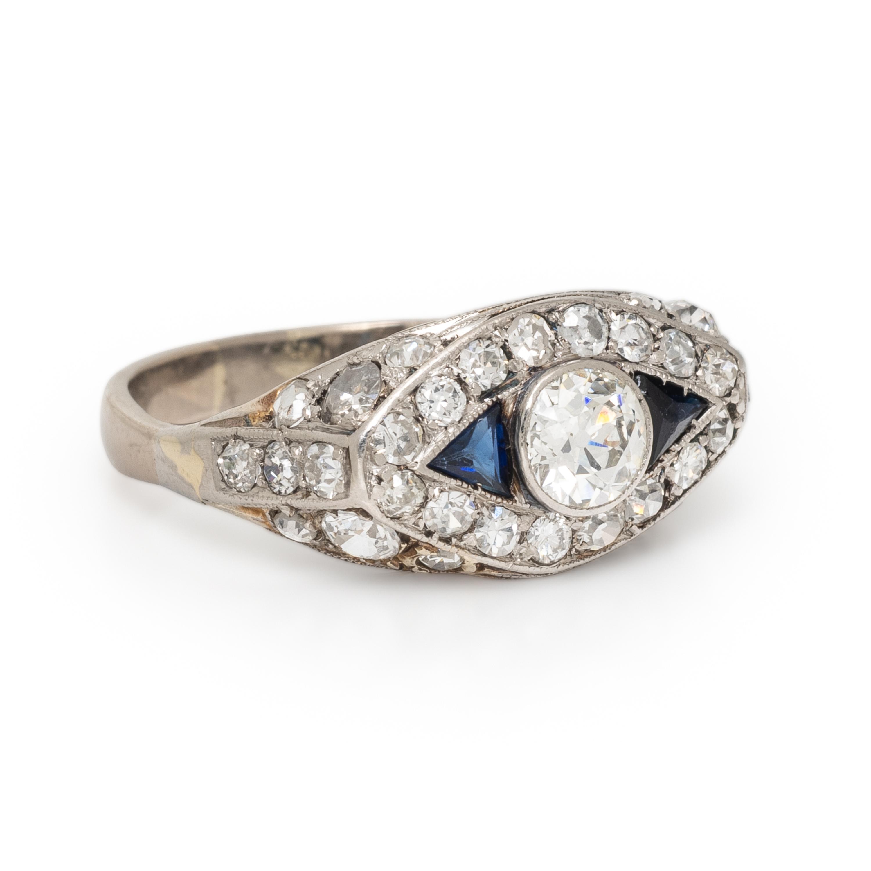Art Deco, Diamond and Synthetic Sapphire Ring