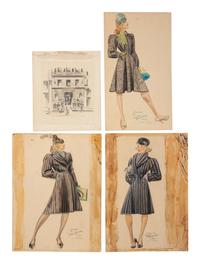An Archive of Thirteen Conceptual Sketches for I.J. Fox , by James Montgomery Flagg and Russell Patterson, 1940s