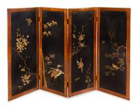 A Japanese Four Panel Floor Screen
