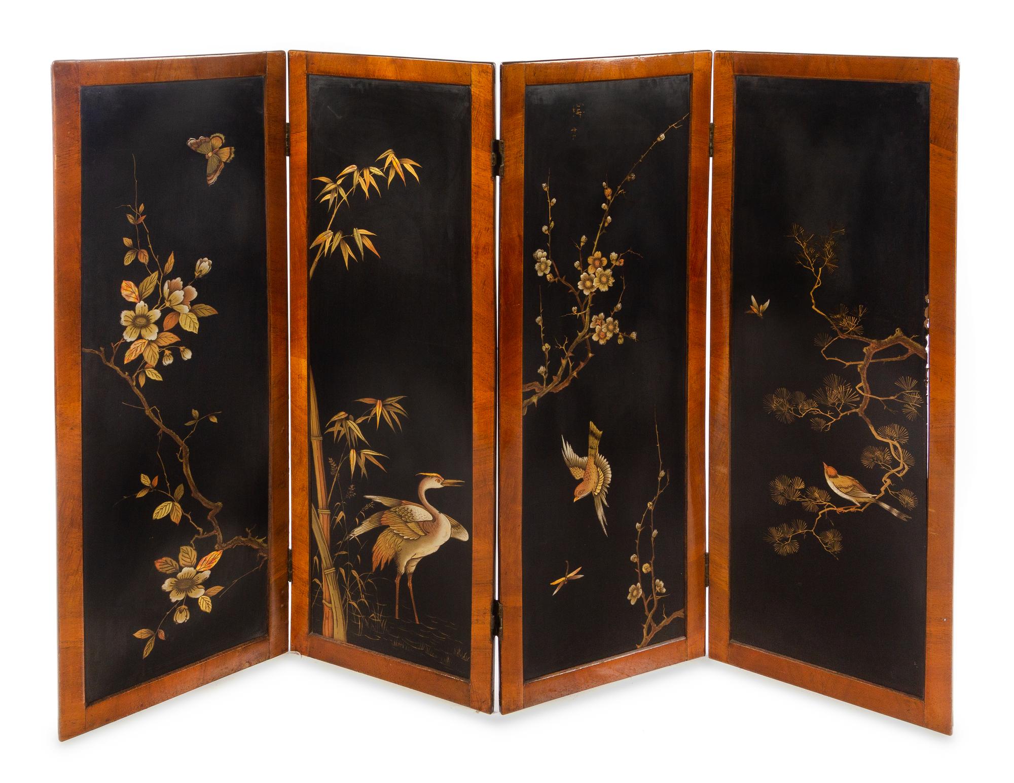 A Japanese Four Panel Floor Screen