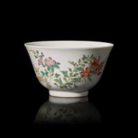 A Chinese Enameled Porcelain Bowl, Legutang Zhi Mark 樂古堂製款 粉彩花卉紋盃