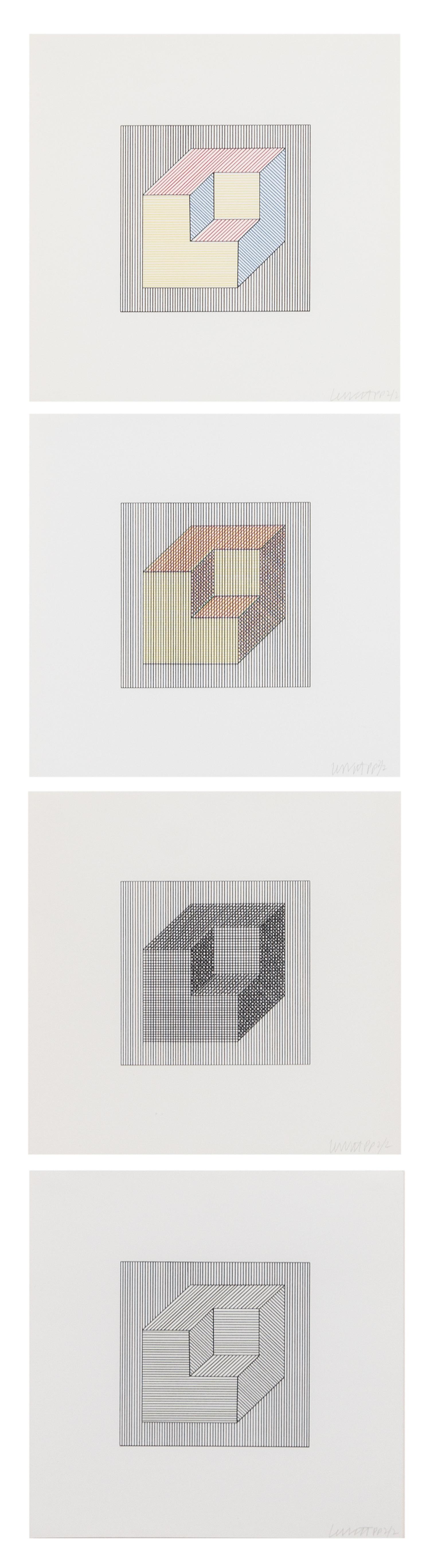 Sol LeWitt, (American, 1928-2007) , Twelve Forms Derived From a Cube, 1984 (complete portfolio of 48 screenprints with title and justif